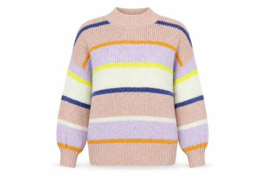 Front view of Next women’s pink striped jumper, size M