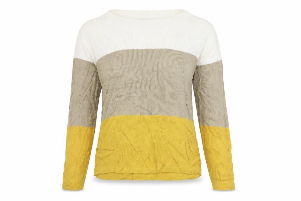 Front view of Fransa women’s brown striped jumper, size XL