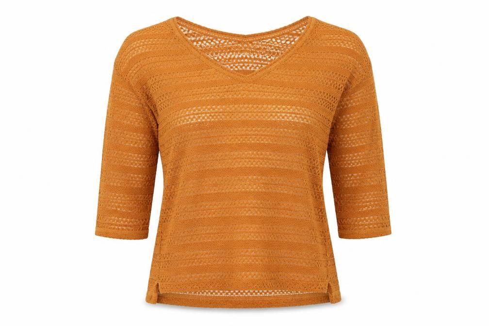 Front view of Next women’s orange geometric basic t-shirt, size UK 10
