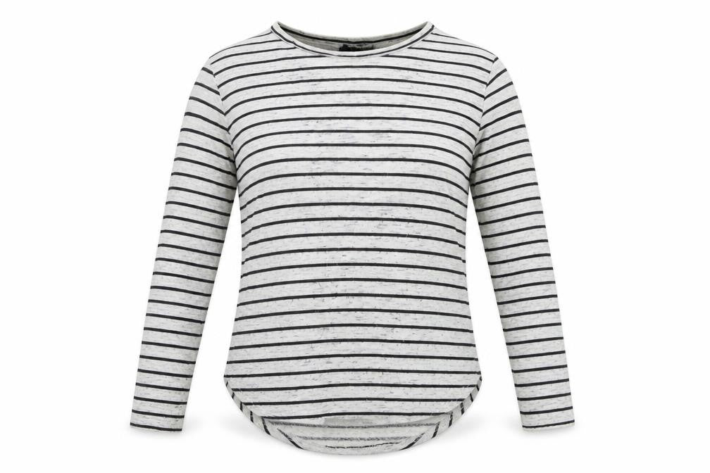 Front view of Atmosphere women’s black striped jumper, size UK 10
