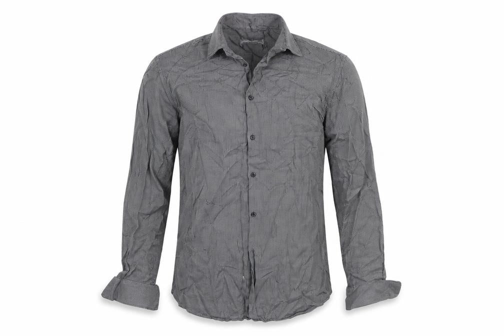 Front view of Cedarwood State men’s grey button-up, size 15.5