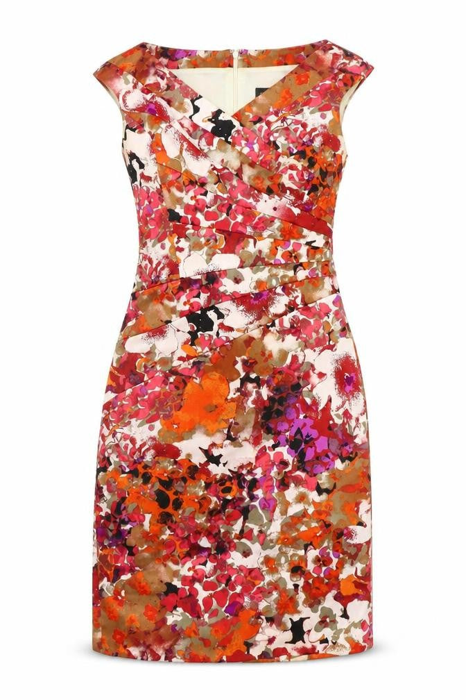 Front view of Jax women’s red floral a-line, size UK 4