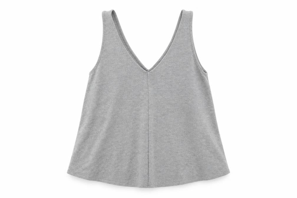 Front view of Topshop women’s grey basic tank, size UK 8