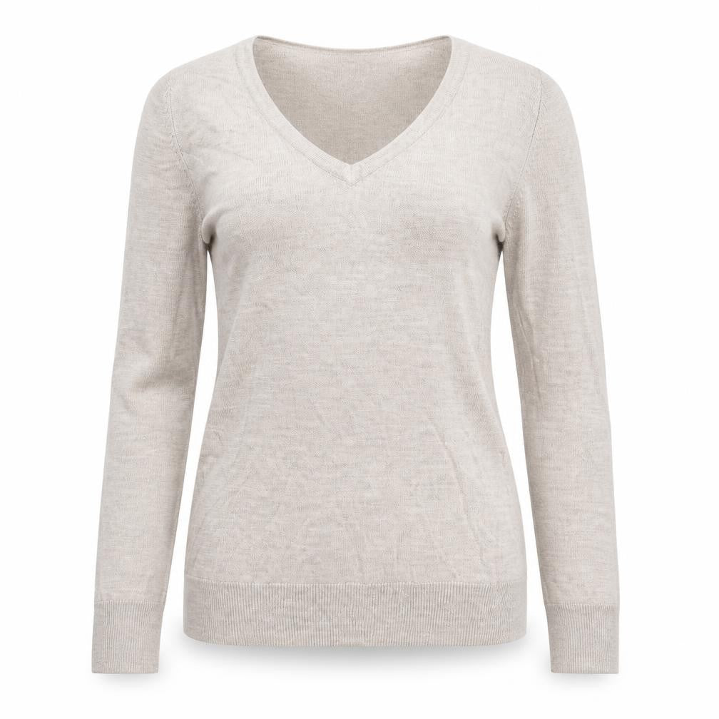 Front view of Dunnes women’s beige jumper, size UK 8