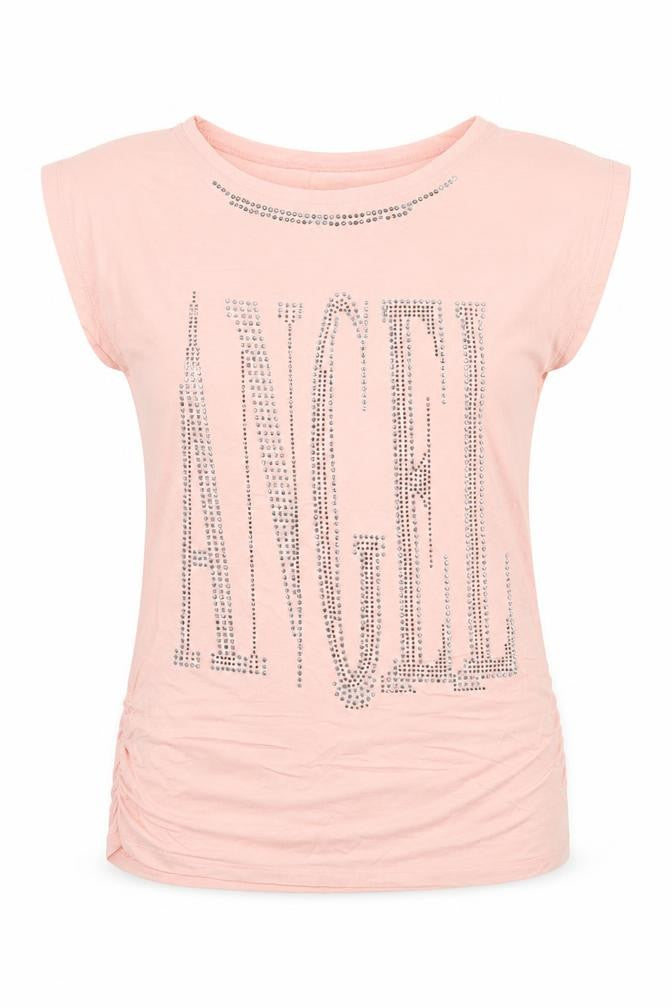 Front view of Elisa Immagine women’s pink rayon basic blouse, size S