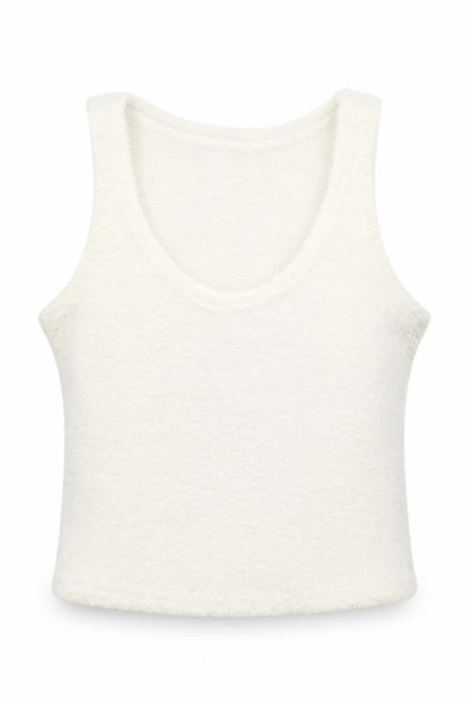 Front view of George girls’ ivory basic tank, size 13, years