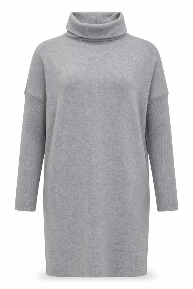 Front view of Warehoiuse women’s grey tunic jumper, size UK 8