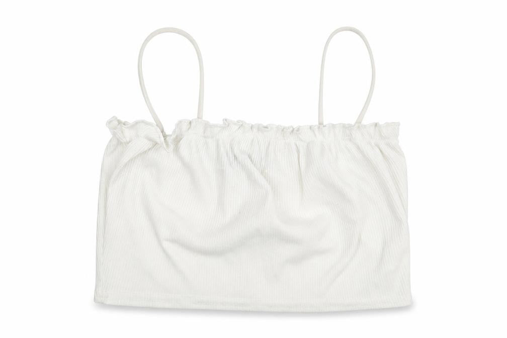 Front view of Nasty Gal women’s white cropped tank, size UK 8