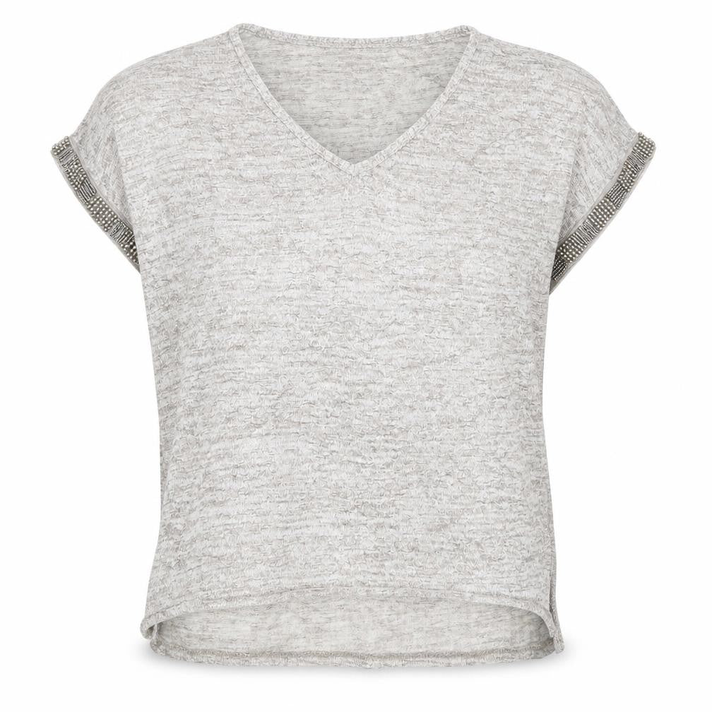 Front view of Atmosphere women’s grey basic t-shirt, size UK 12