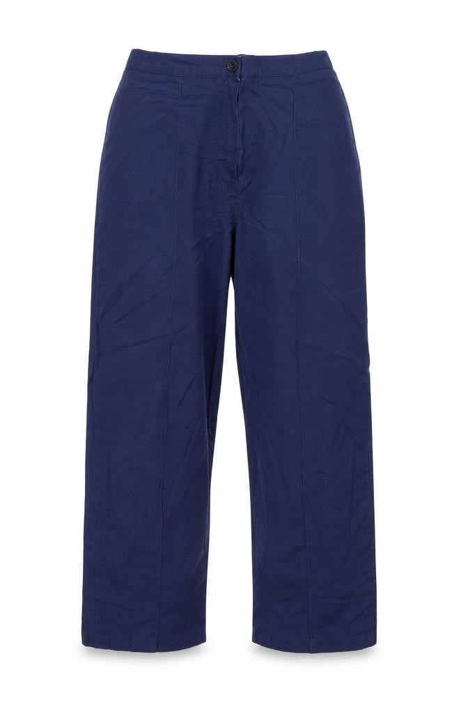Front view of Simon Jersey women’s blue trousers, size UK 12, 29-inch leg