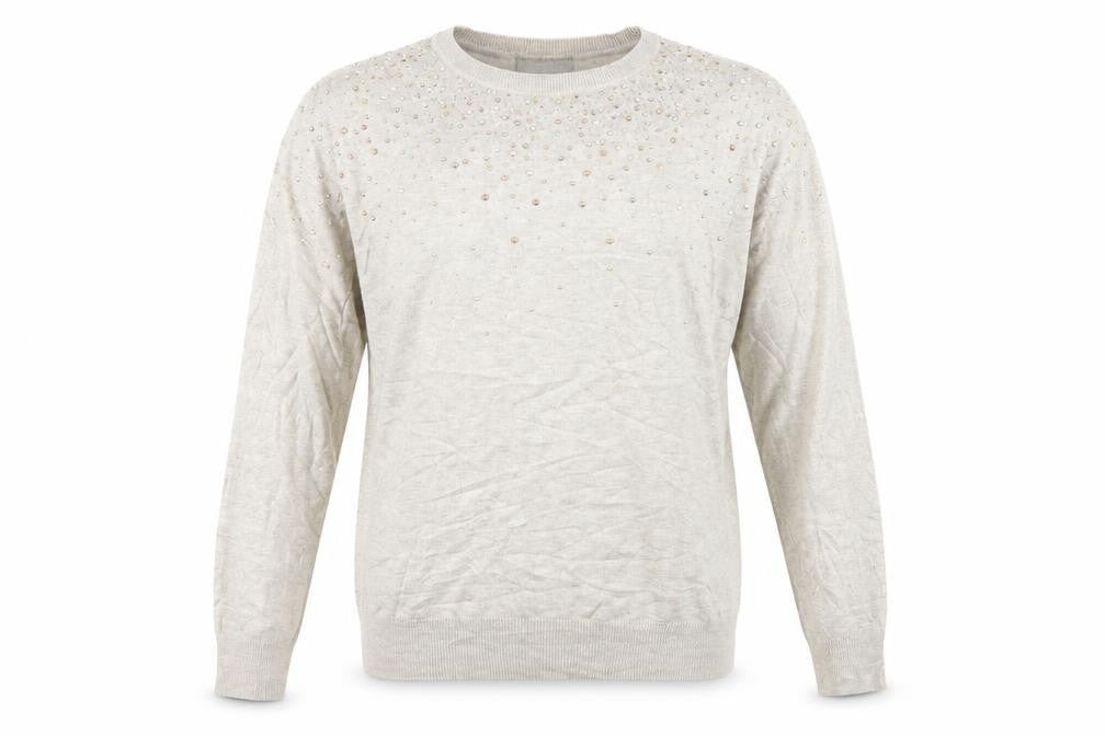 Front view of Atmosphere women’s beige jumper, size UK 14