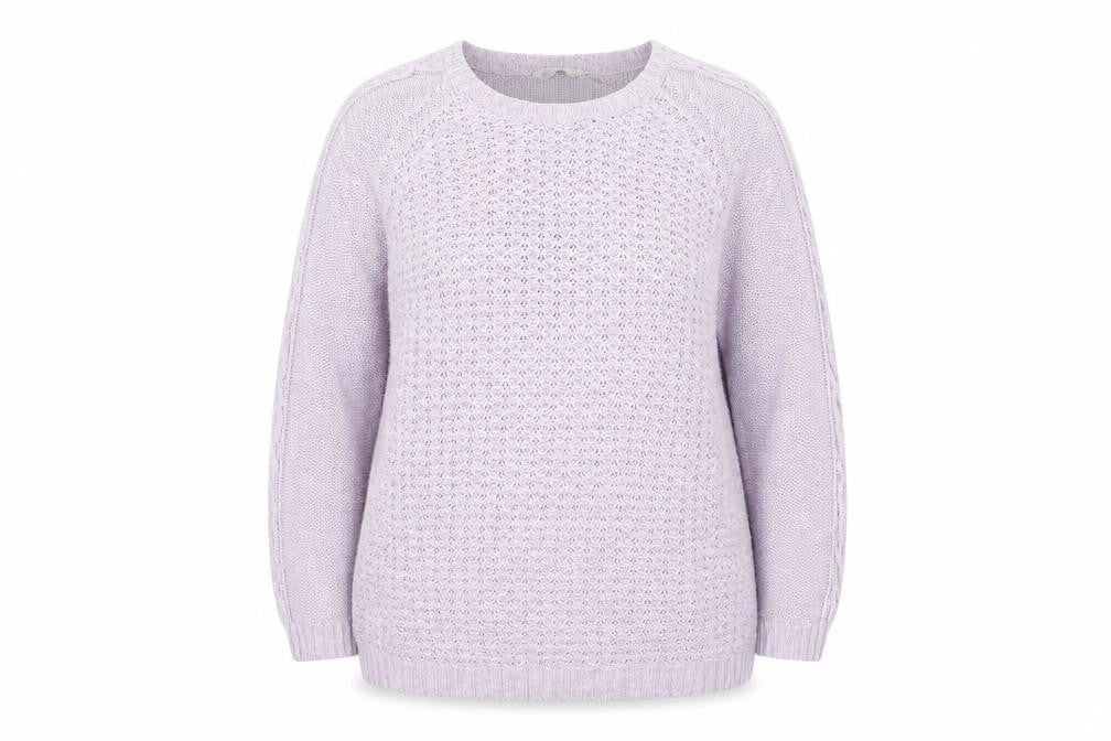 Front view of BHS women’s purple jumper, size UK 18