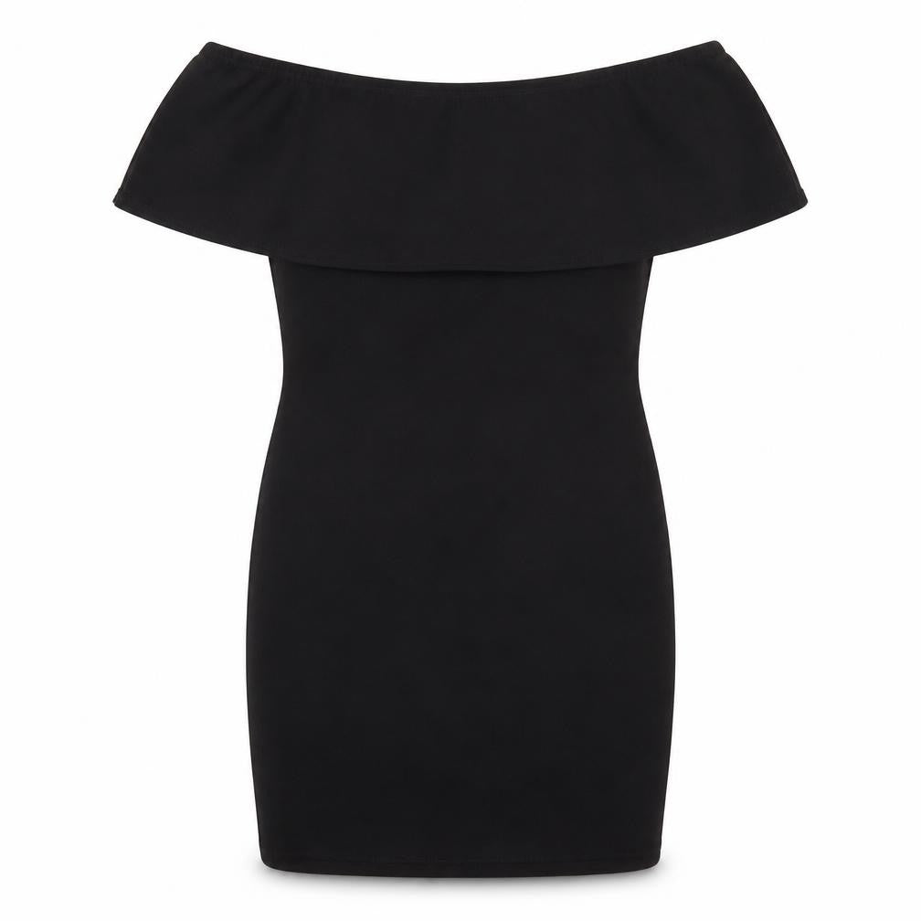 Front view of PRETTYLITTLETHING women’s black bodycon, size UK 10