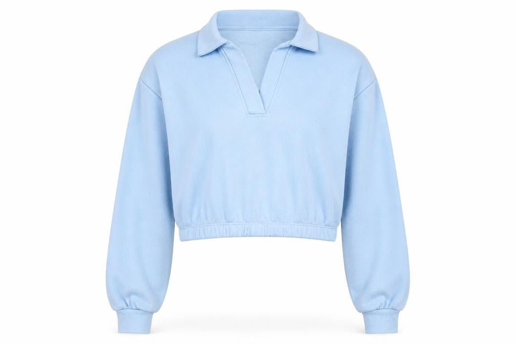 Front view of Primark women’s blue pullover sweatshirt, size XS