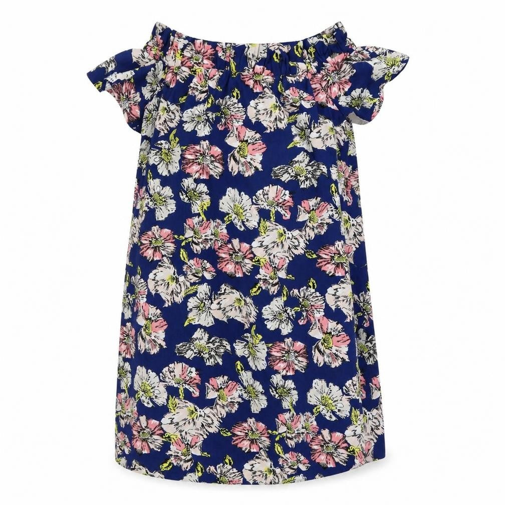 Front view of Atmosphere women’s blue floral shift, size UK 10