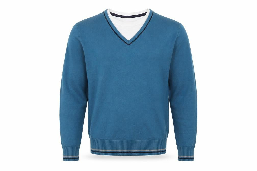 Front view of Burton men’s blue jumper, size S