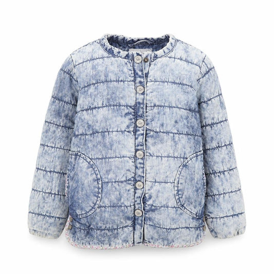 Front view of Next girls’ blue jacket, size 4, years