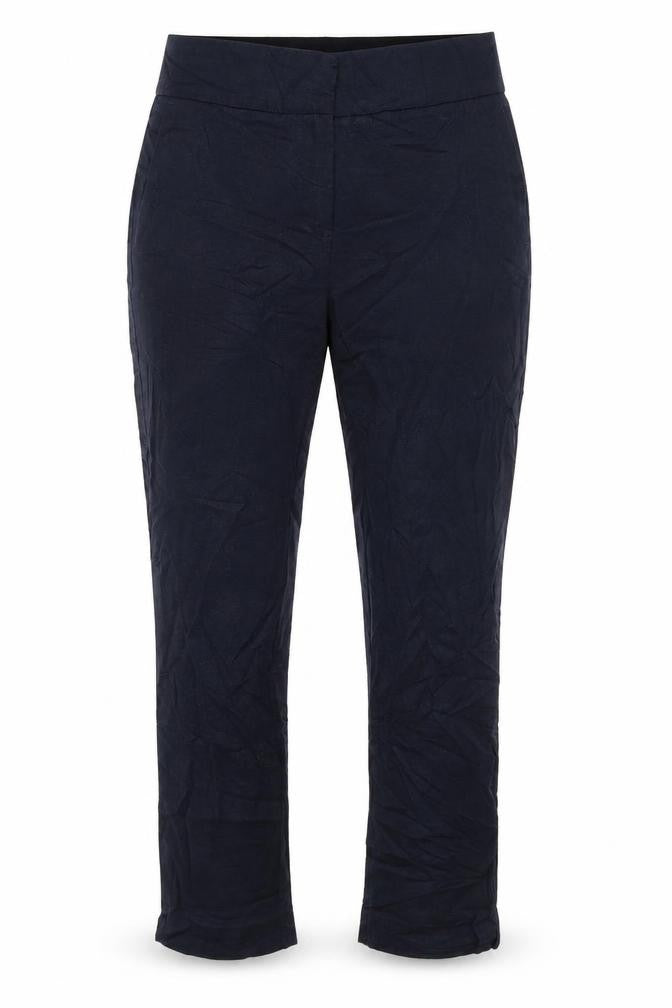 Front view of Next women’s blue trousers, size UK 10, 23-inch leg