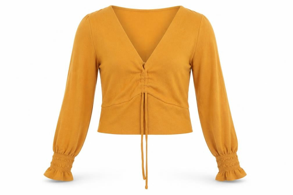 Front view of New Look women’s yellow jumper, size UK 10