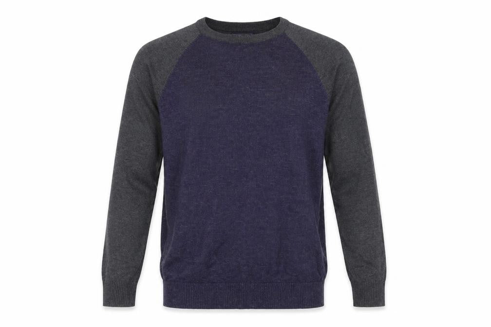 Front view of Jermyn Street men’s blue jumper, size L