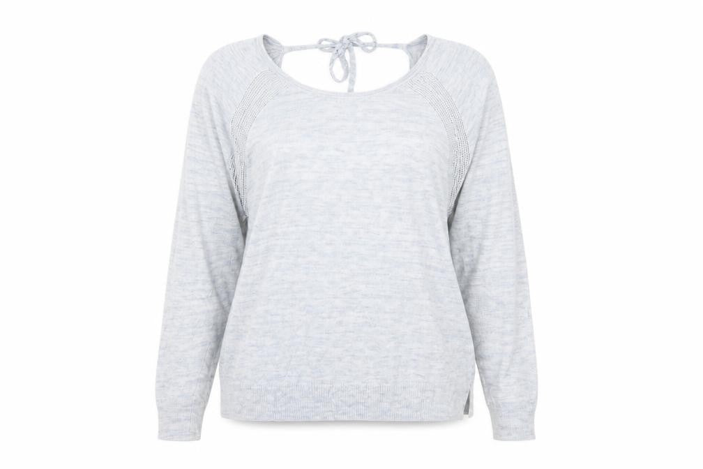 Front view of Marks & Spencer women’s blue basic blouse, size UK 12
