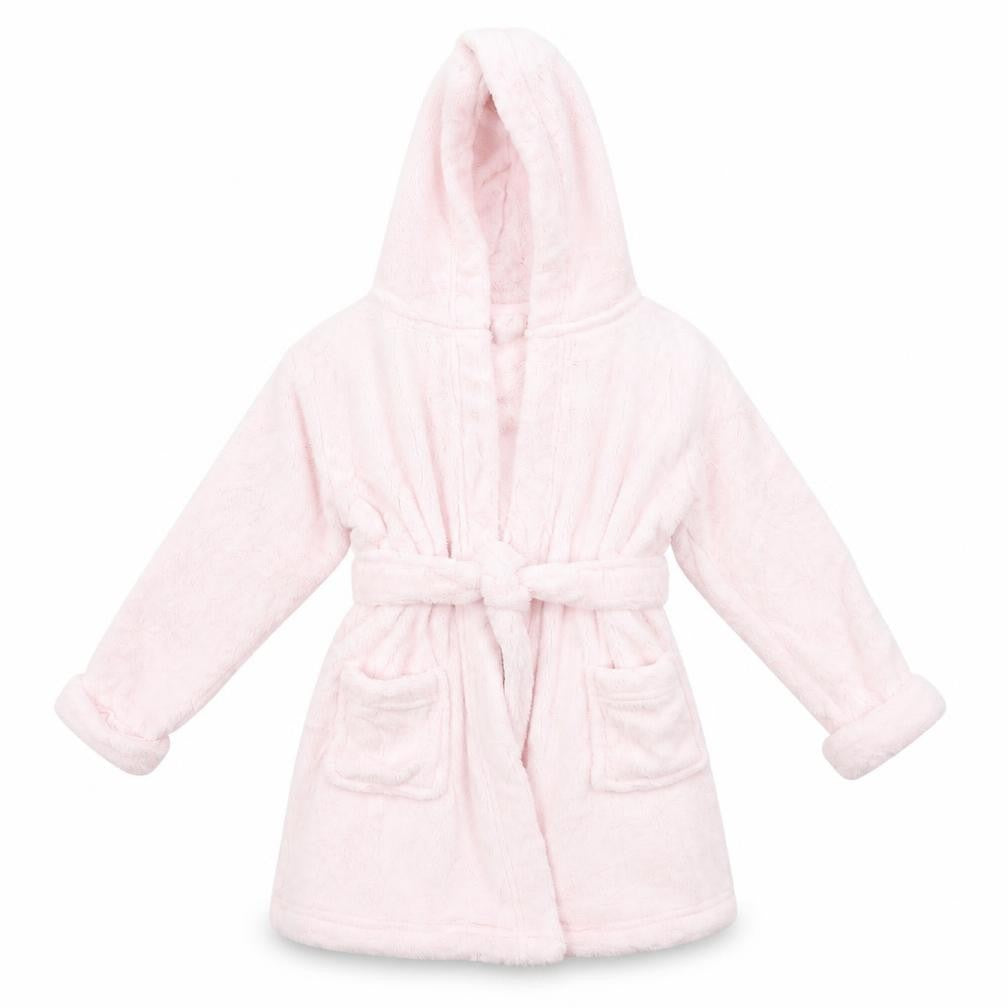 Front view of Matalan girls’ pink robe, size 6-7, years
