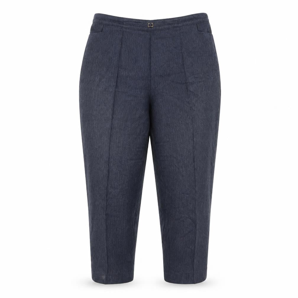 Front view of Julipa women’s blue trousers, size UK 16, 22-inch leg