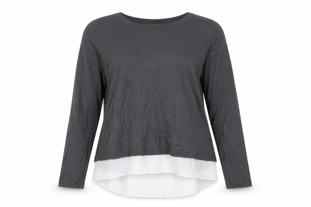Front view of H&M women’s grey basic blouse, size S
