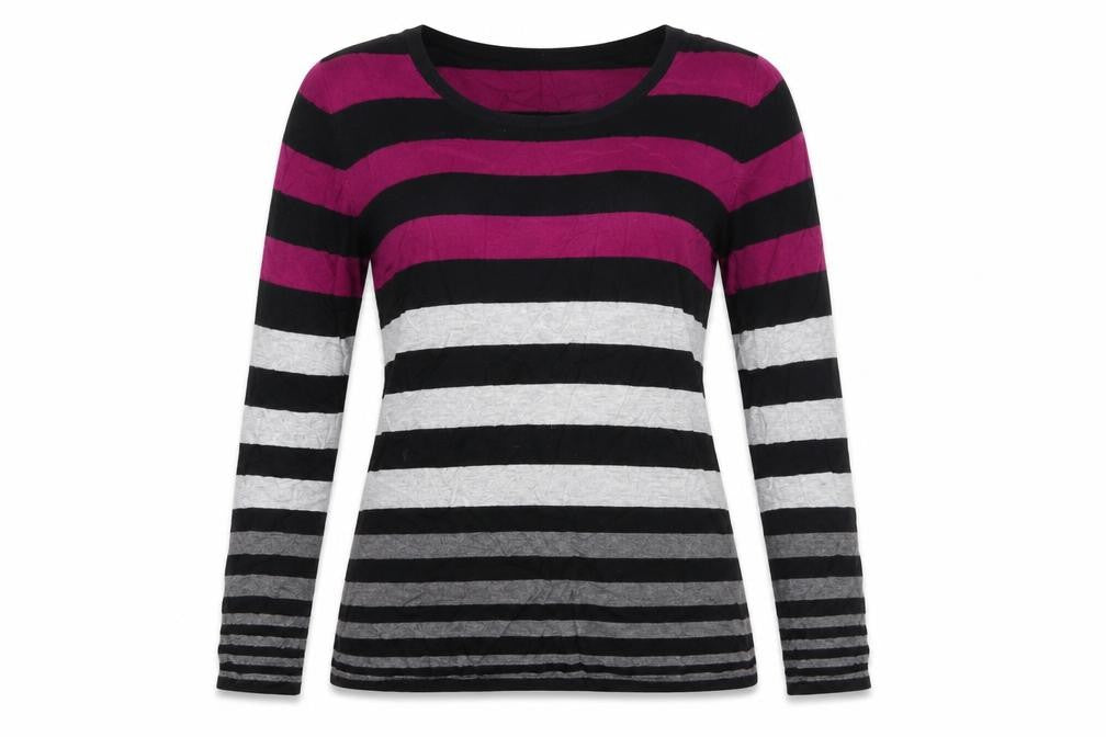 Front view of planet women’s purple striped jumper, size S