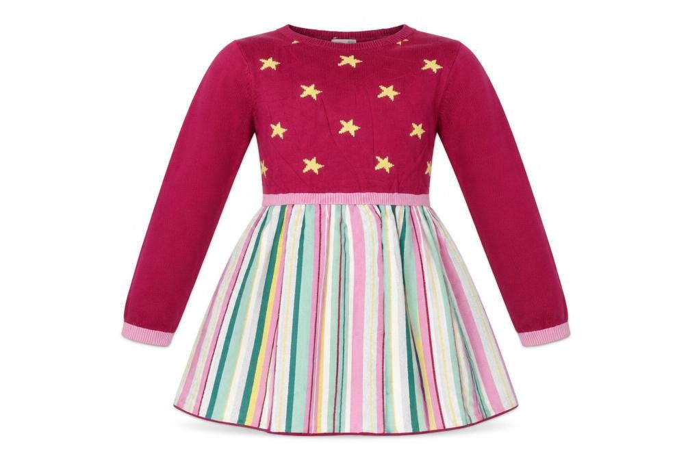 Front view of John Lewis women’s multicoloured striped a-line, size UK 6