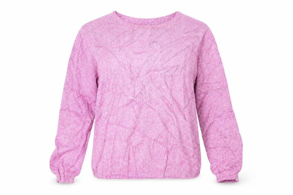 Front view of isle women’s pink jumper, size M