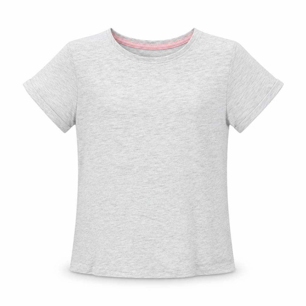 Front view of Matalan girls’ grey basic t-shirt, size 8, years