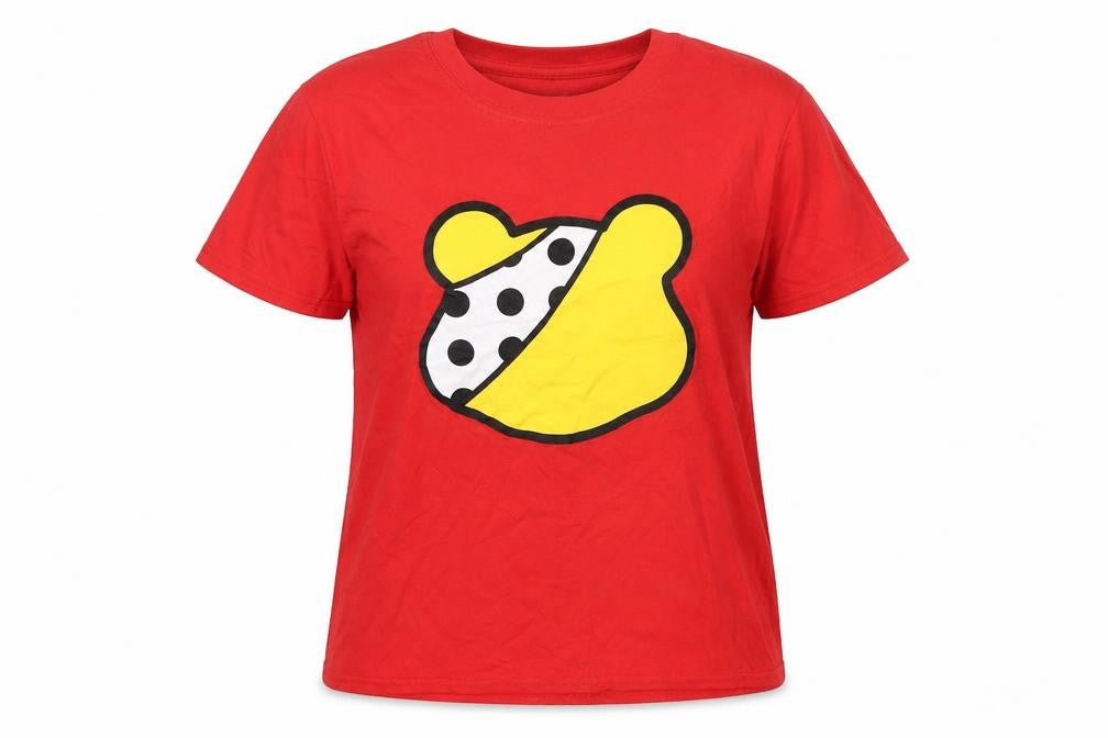 Front view of Gilden girls’ red basic t-shirt, size L