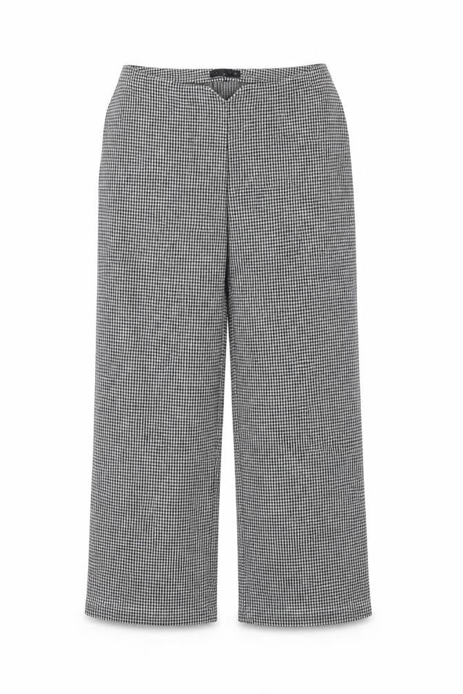 Front view of Marks & Spencer women’s multicoloured check trousers, size UK 20, 27-inch leg