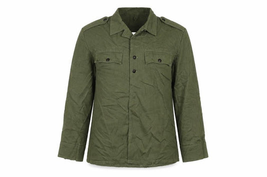 Front view of Preworn women’s green canvas jacket, size L