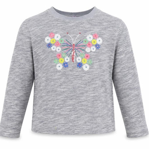 John Lewis Girls Grey Floral  Pullover Sweatshirt Size 7 Years  - Butterfly