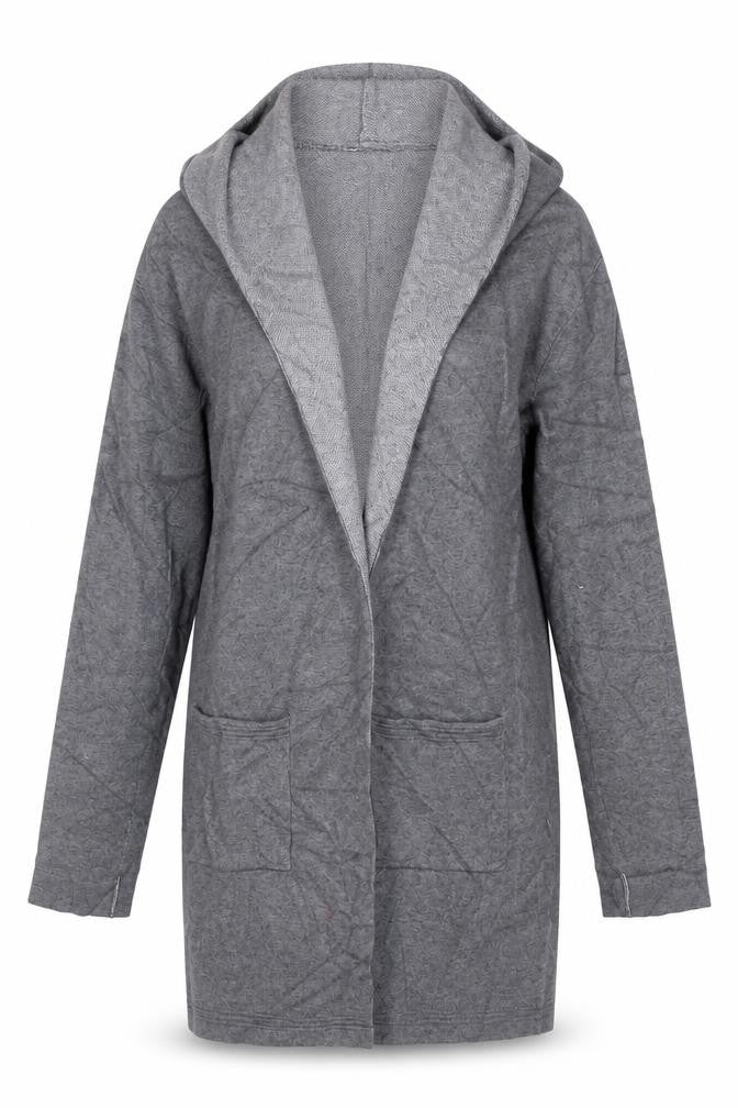 Front view of Tu women’s grey overcoat coatigan, size M