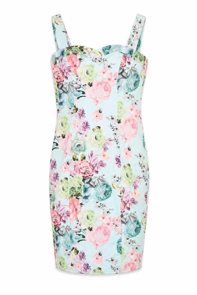 Front view of CBR women’s multicoloured floral bodycon, size L