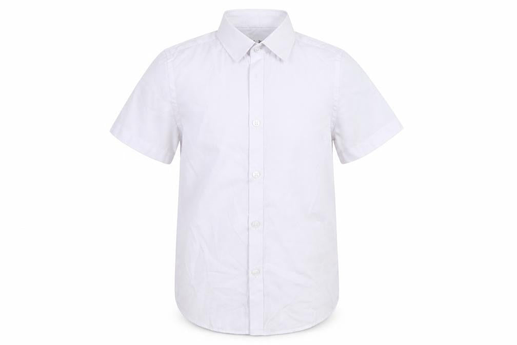 Front view of Marks & Spencer boys’ white basic button-up, size 7-8, years