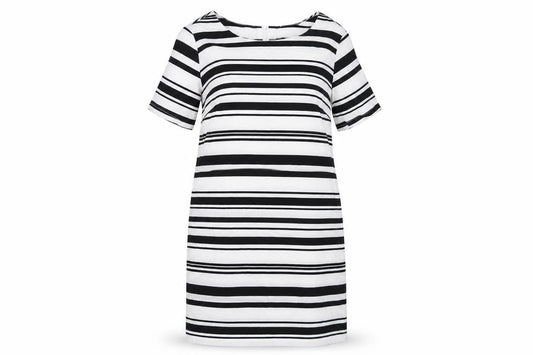 Front view of New Look women’s white striped a-line, size UK 8