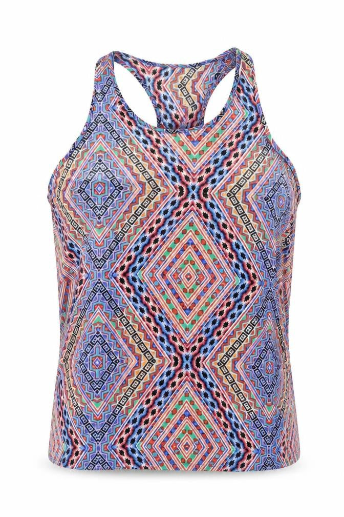 Front view of Ocean club women’s blue basic blouse, size UK 14