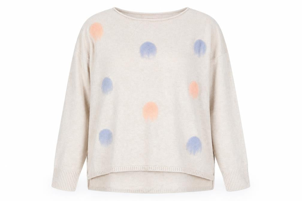 Front view of goodluck women’s beige jumper, size M