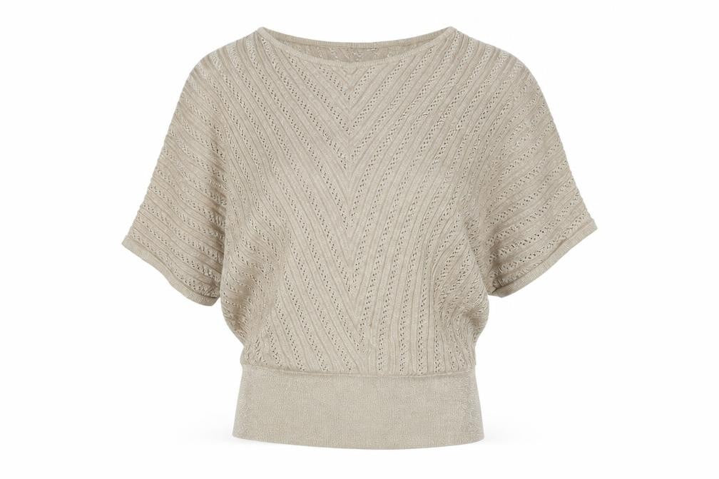 Front view of LAVITTA women’s gold argyle/diamond jumper, size M