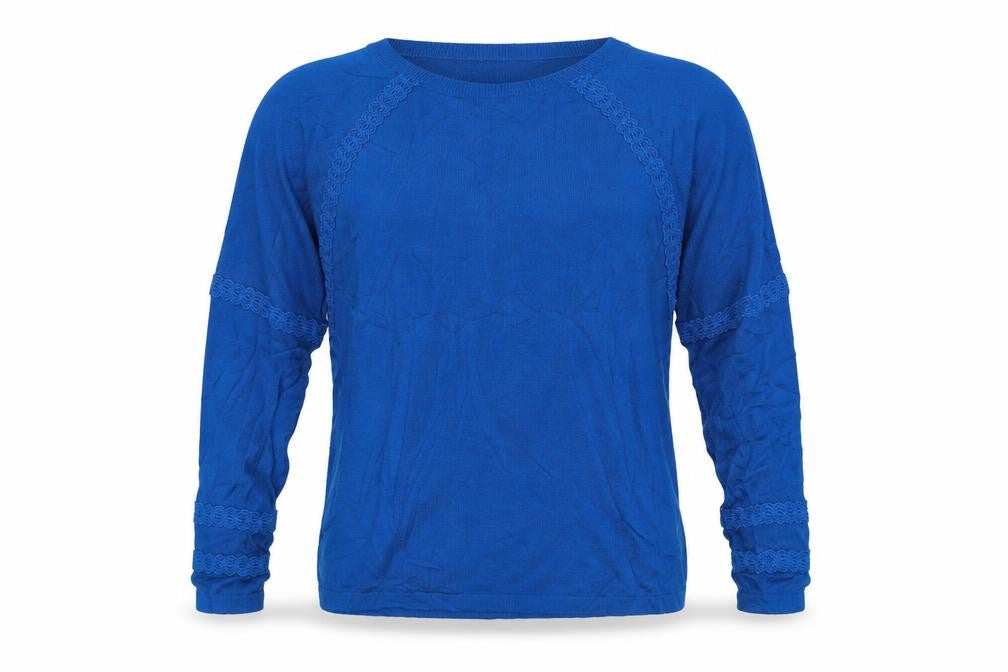Front view of Marks & Spencer men’s blue jumper, size L