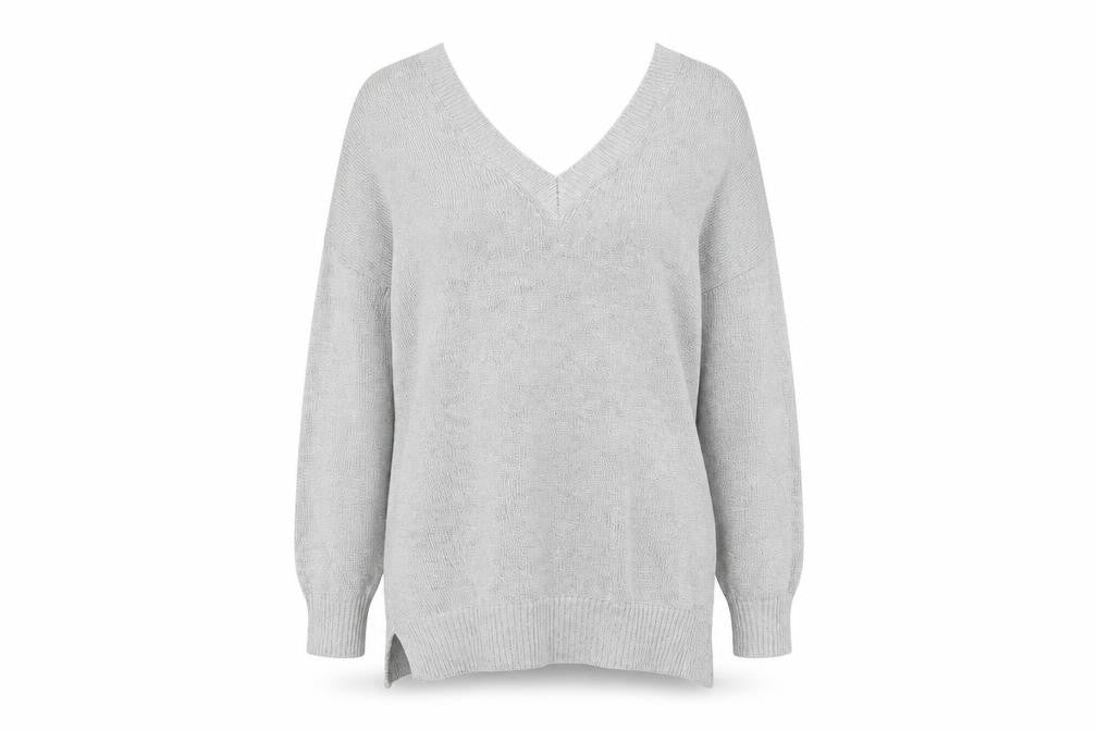 Front view of Topshop women’s silver jumper, size UK 12