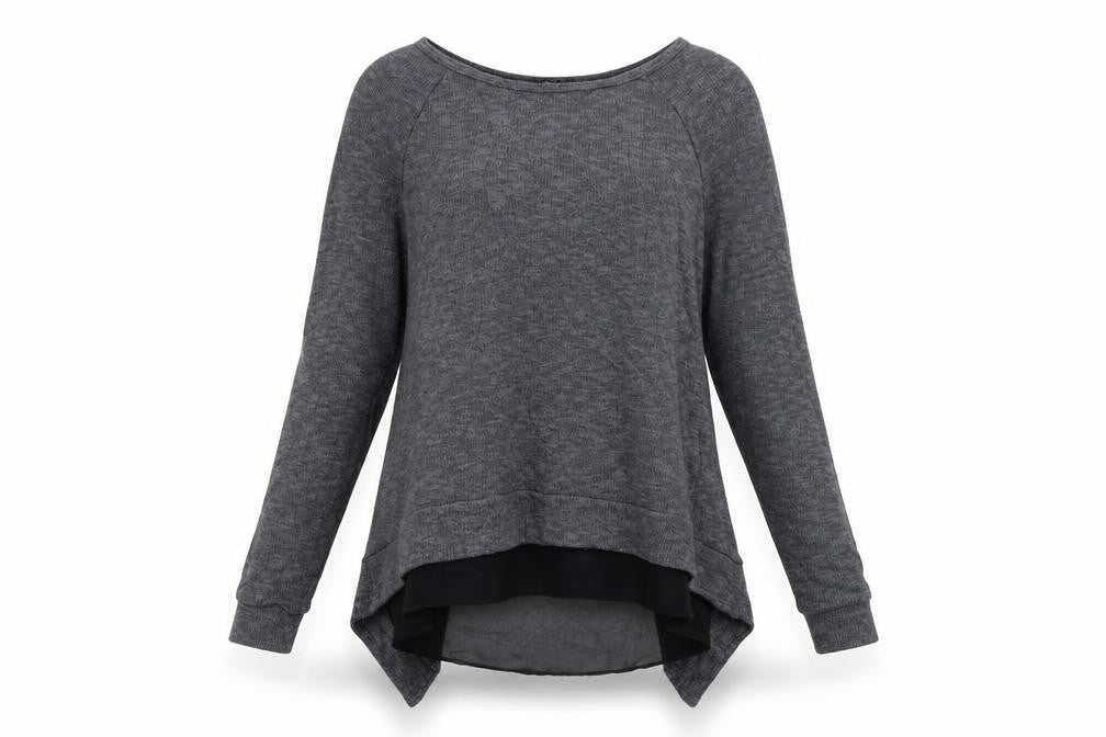 Front view of Green Envelope women’s grey jumper, size M