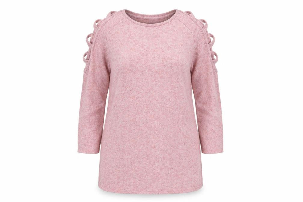 Front view of Papaya women’s pink jumper, size UK 14