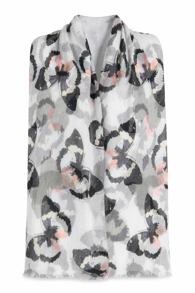 Peworn Womens Ivory Animal Print   Shawl/Wrap   - Butterflies & Jewells