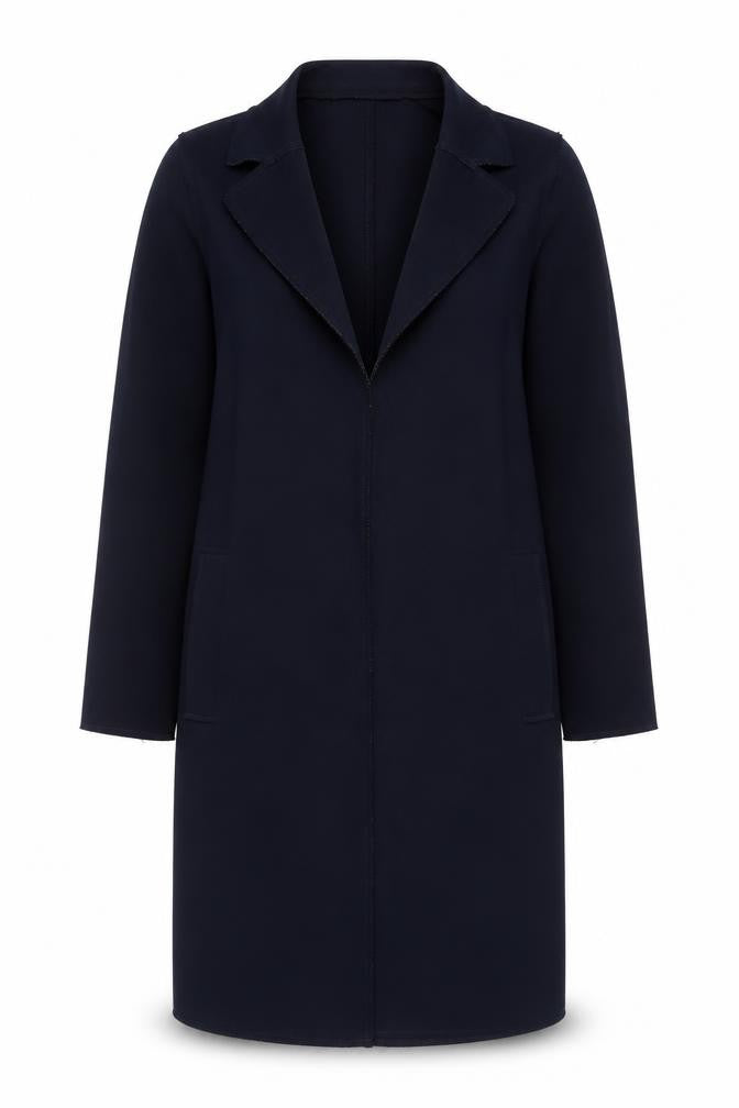Front view of H&M women’s blue overcoat blazer, size UK 8