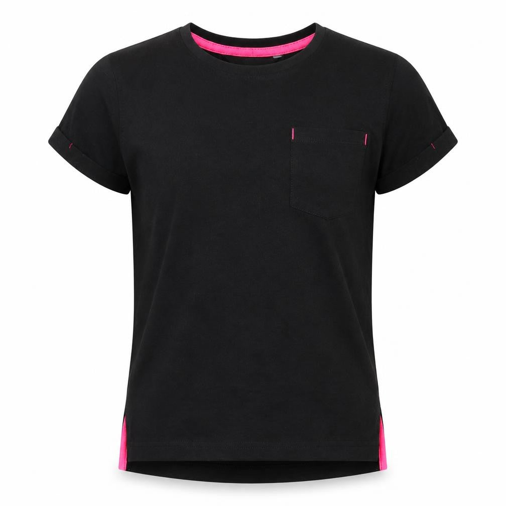 Front view of George girls’ black striped basic t-shirt, size 5-6, years